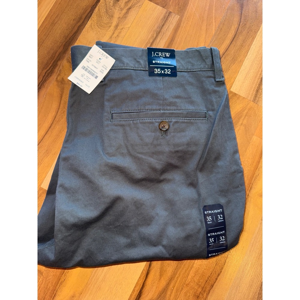 J.Crew Straight Fit‎ Chino Pants Mens 35x32 Grey NEW H3186 Cotton Blend Trousers